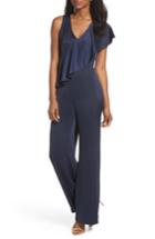 Women's Eliza J Ruffle Detail Crepe Jumpsuit - Blue