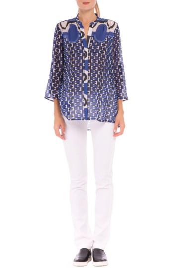 Women's Olian 'audrey' Silk Maternity Shirt - Blue