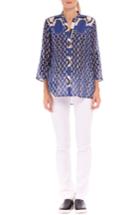 Women's Olian 'audrey' Silk Maternity Shirt - Blue