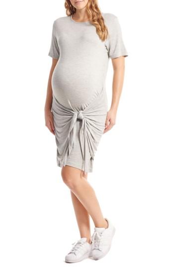 Women's Everly Grey Maya Maternity/nursing Tie Waist Dress - Grey