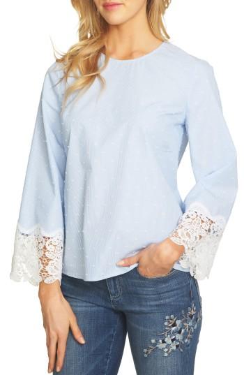 Women's Cece Lace Cuff Clip Dot Blouse - Blue