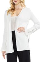 Women's Vince Camuto Lace-up Sleeve Ribbed Cardigan, Size - White