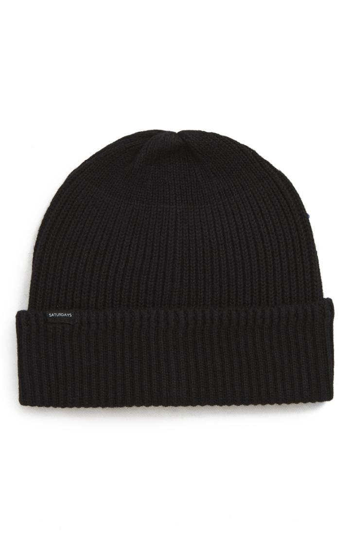 Men's Saturdays Nyc 1 X 1 Rib Stitch Beanie - Black