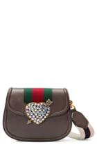 Gucci Small Linea Totem Crystal Heart Shoulder Bag - Black