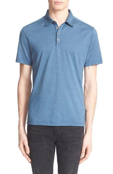 Men's John Varvatos Collection 'hampton' Silk & Cotton Polo - Blue