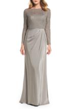 Women's La Femme Bead Embellished Gown - Grey