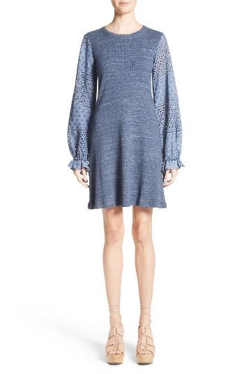Women's See By Chloe Eyelet Bell Sleeve Dress