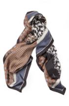 Women's Lafayette 148 New York Piazzetta Patchwork Silk Twill Scarf, Size - Blue