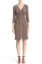 Women's Lafayette 148 New York Ruched Front Zip Dress, Size - Brown