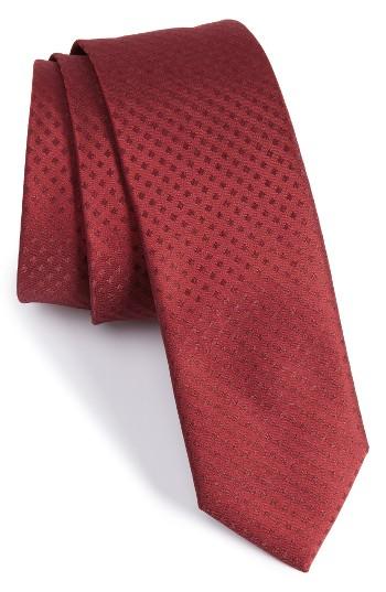 Men's Boss Dot Jacquard Silk Tie, Size - Burgundy