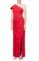 Women's Alex Evenings One-shoulder Column Gown - Red