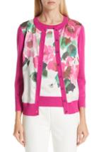 Women's St. John Collection Jersey & Silk Cardigan, Size - Pink