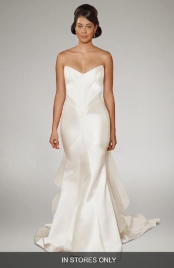 Women's Matthew Christopher Arya Strapless Silk Trumpet Gown, Size - White