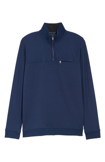 Men's Ted Baker London Livstay Slim Fit Quarter Zip Pullover (m) - Blue
