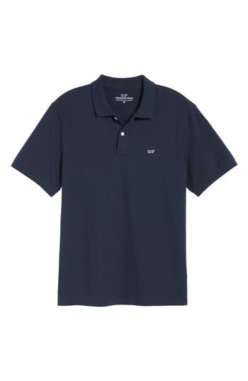 Men's Vineyard Vines Fit Pique Polo, Size Medium - Blue
