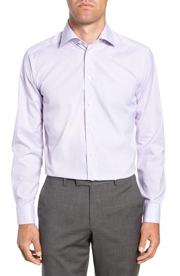 Men's Eton Slim Fit Plaid Dress Shirt - Red