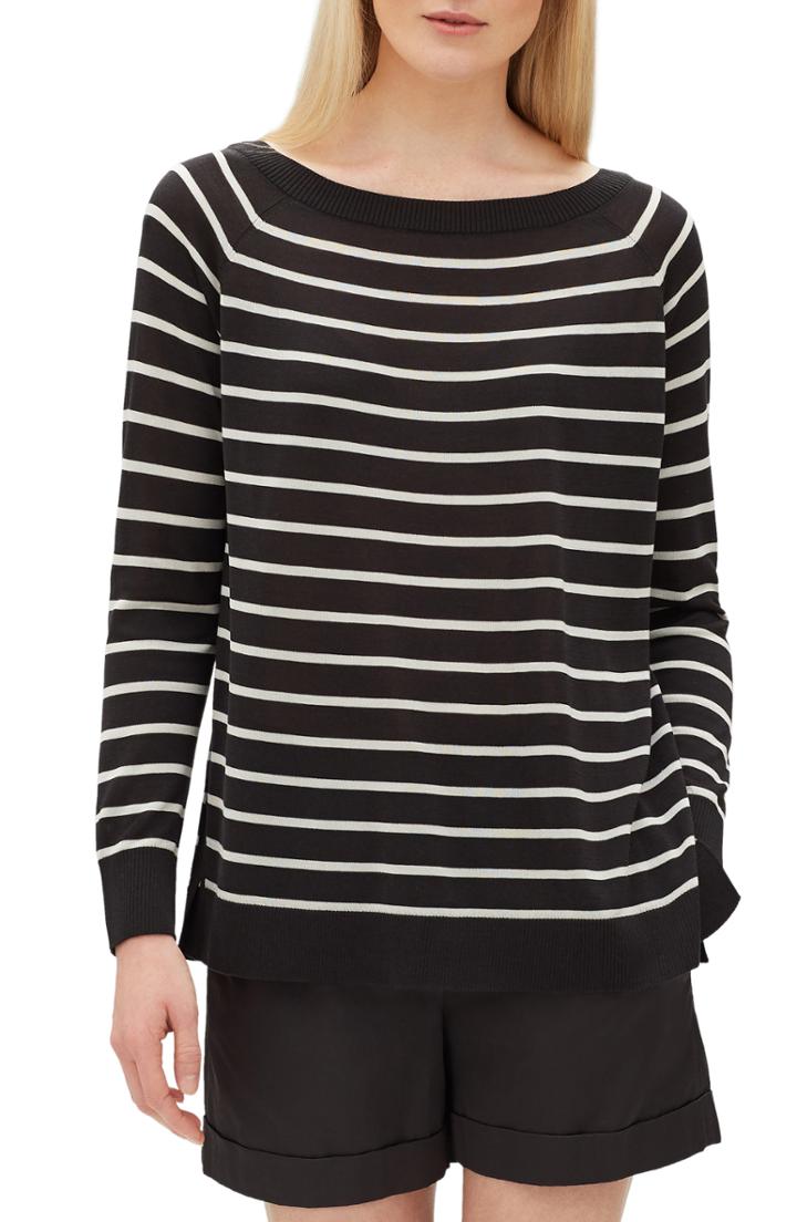Women's Lafayette 148 New York Stripe Raglan Sweater