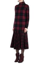 Women's Akris Punto Check Wool Skirt - Burgundy
