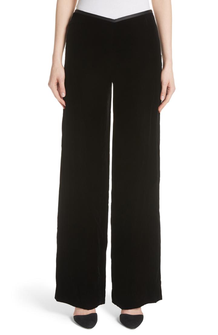 Women's Emporio Armani Wide Leg Velvet Pants Us / 38 It - Black