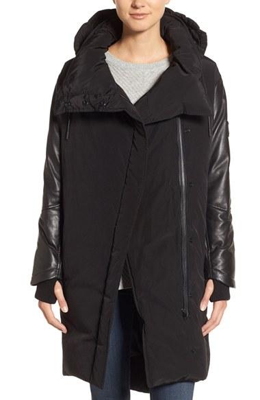 Women's Lamarque Oversize Down Coat With Leather Trim