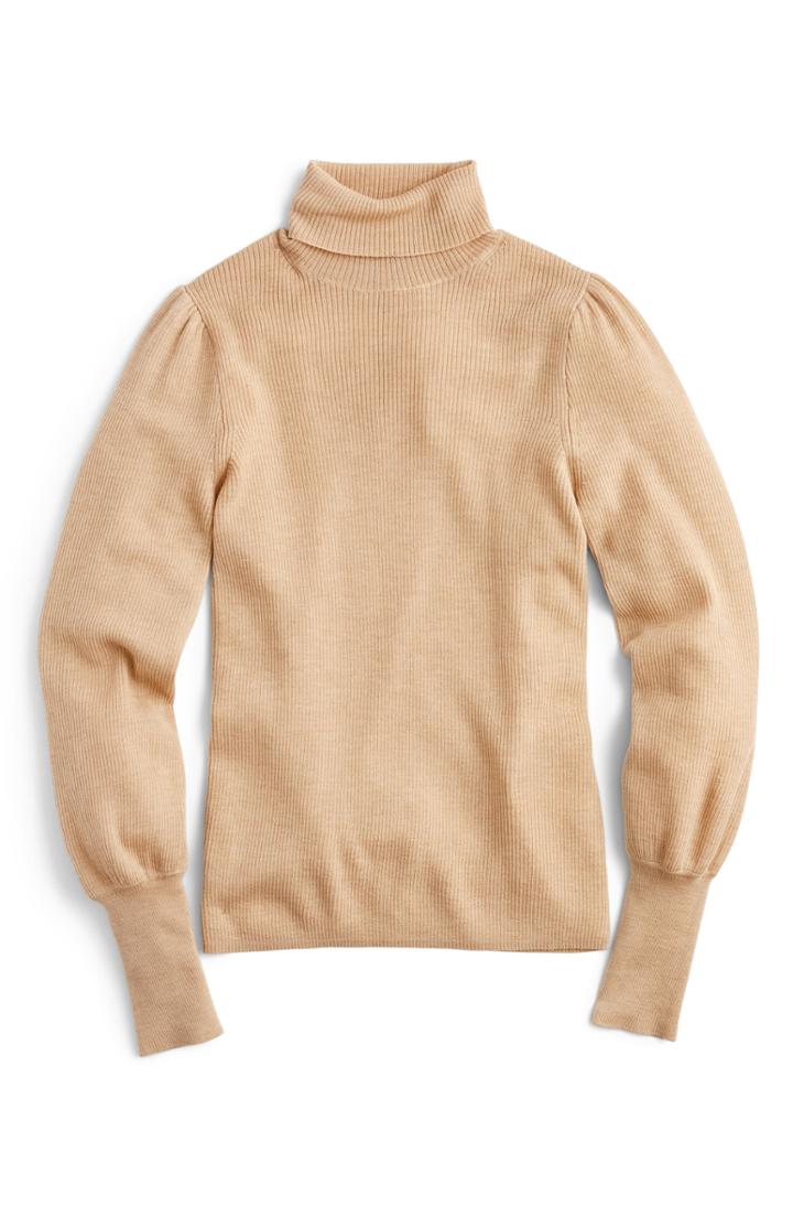 Women's J.crew Balloon Sleeve Turtleneck Sweater - Ivory
