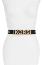 Women's Michael Michael Kors Studded Logo Leather Belt - Black
