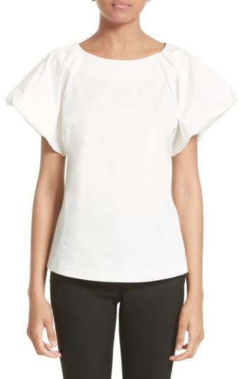 Women's Armani Collezioni Stretch Cotton Puff Sleeve Blouse - White