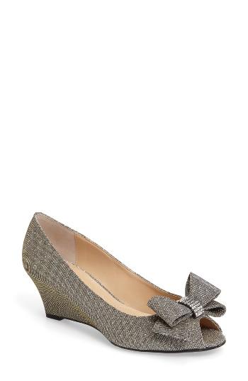 Women's J. Renee 'blare' Bow Wedge Peep Toe Pump B - Metallic