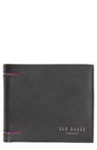 Men's Ted Baker London Figgy Inset Spine Leather Wallet - Black