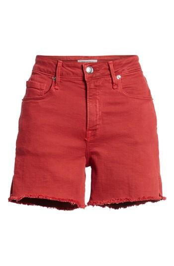 Women's Good American High Waist Cutoff Shorts - Red