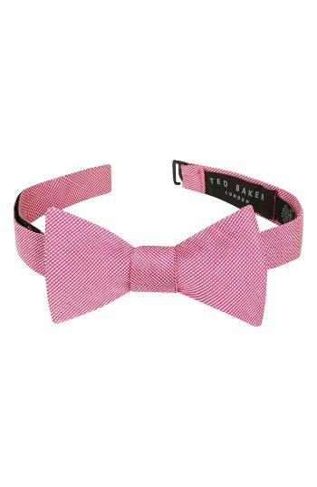 Men's Ted Baker London Mogador Stripe Silk & Cotton Bow Tie, Size - Pink