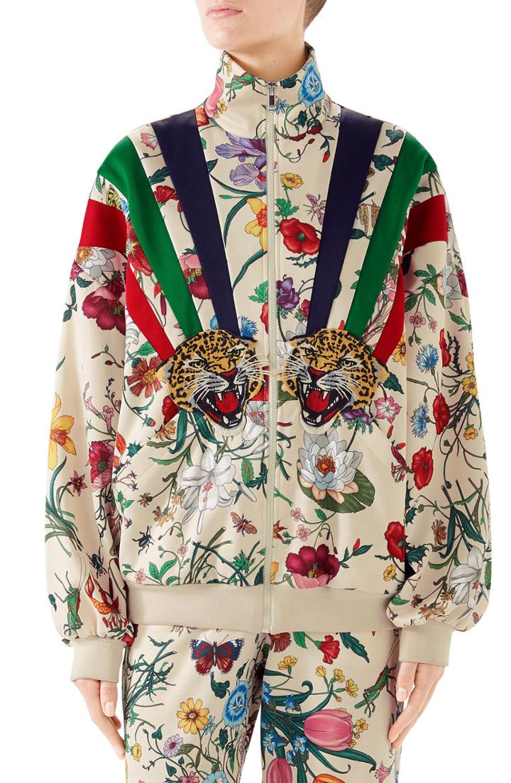 Women's Gucci Chateau Marmont Floral Print Track Jacket - Ivory