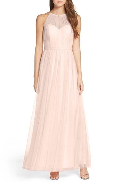 Women's Wtoo Tulle Halter Neck Gown - Beige