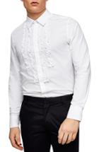 Men's Topman Slim Fit Ruffle Dress Shirt - White