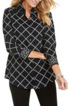 Women's Foxcroft Faith Jeweled Chains Shirt - Black