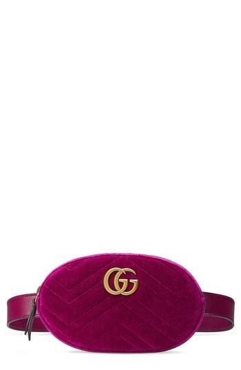 Gucci Small Gg Marmont 2.0 Velvet Belt Bag - Pink