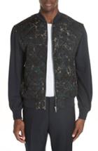 Men's Dries Van Noten Quilted Fleece Bomber Jacket - Blue