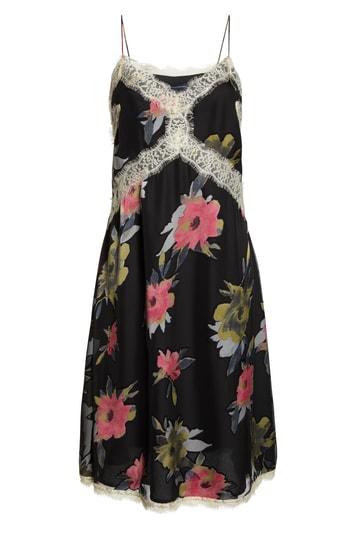 Women's French Connection Edith Satin Burnout Slipdress - Black
