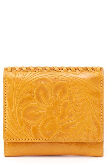 Hobo Stitch Embossed Calfskin Leather Card Case - Yellow