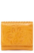 Hobo Stitch Embossed Calfskin Leather Card Case - Yellow