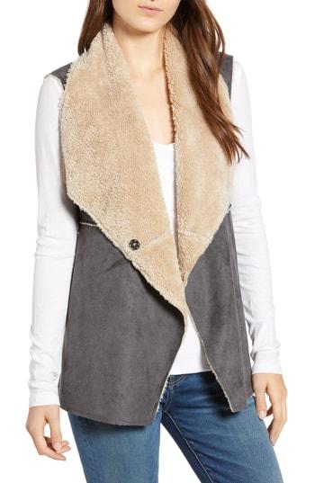 Women's Dylan Madison Faux Shearling Vest - Grey
