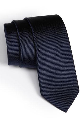 Public Opinion Solid Silk Tie Navy Regular