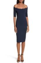 Women's Milly Scalloped Off The Shoulder Sheath Dress, Size - Blue