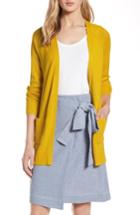 Women's Halogen Mix Stitch Open Front Cardigan, Size - Yellow
