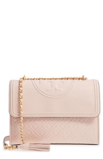 Tory Burch Fleming Leather Convertible Shoulder Bag - Pink