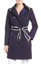 Women's Guess Piped Trench Coat - Blue