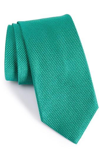 Men's Nordstrom Men's Shop Solid Silk Tie, Size - Green