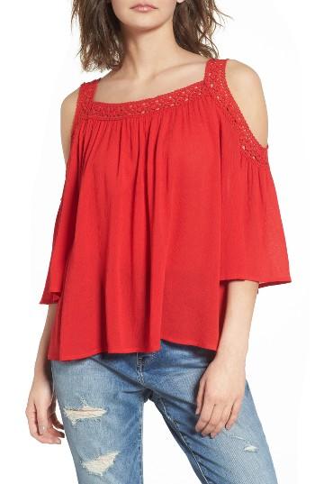 Women's Hinge Lace Trim Off The Shoulder Top