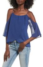 Women's Lush Layered Cold Shoulder Top - Blue