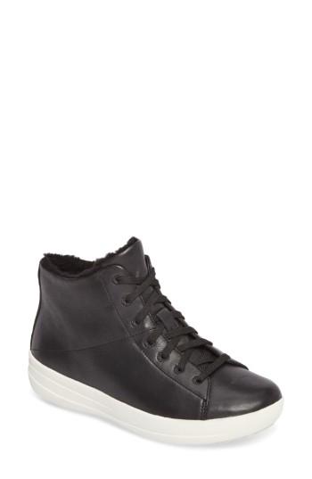 Women's Fitflop F-sporty(tm) Genuine Shearling Sneaker Boot M - Black